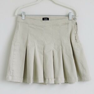 Simple Society Knife Pleated Skirt Soft Stretch Schoolgirl Academia Cream Size M